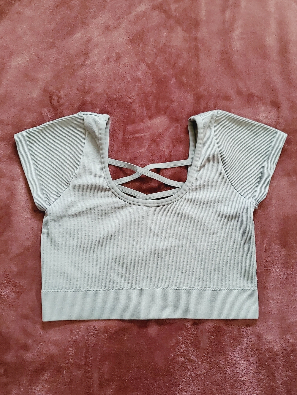Aerie Ribbed Crisscross  Cropped Scoop Neck Strappy Back Tank Size XL